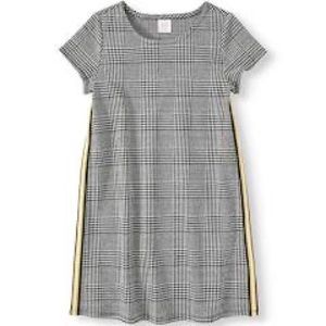 Girls Wonder Nation Black & White Glen Plaid w Yellow Stripe Dress - XL (14-16)
